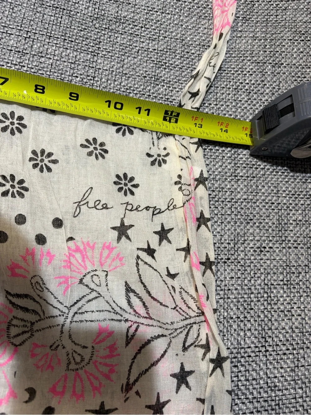Free People Floral Polka-Dot Star Print Gauzy Linen Shopping Tote Bag purse